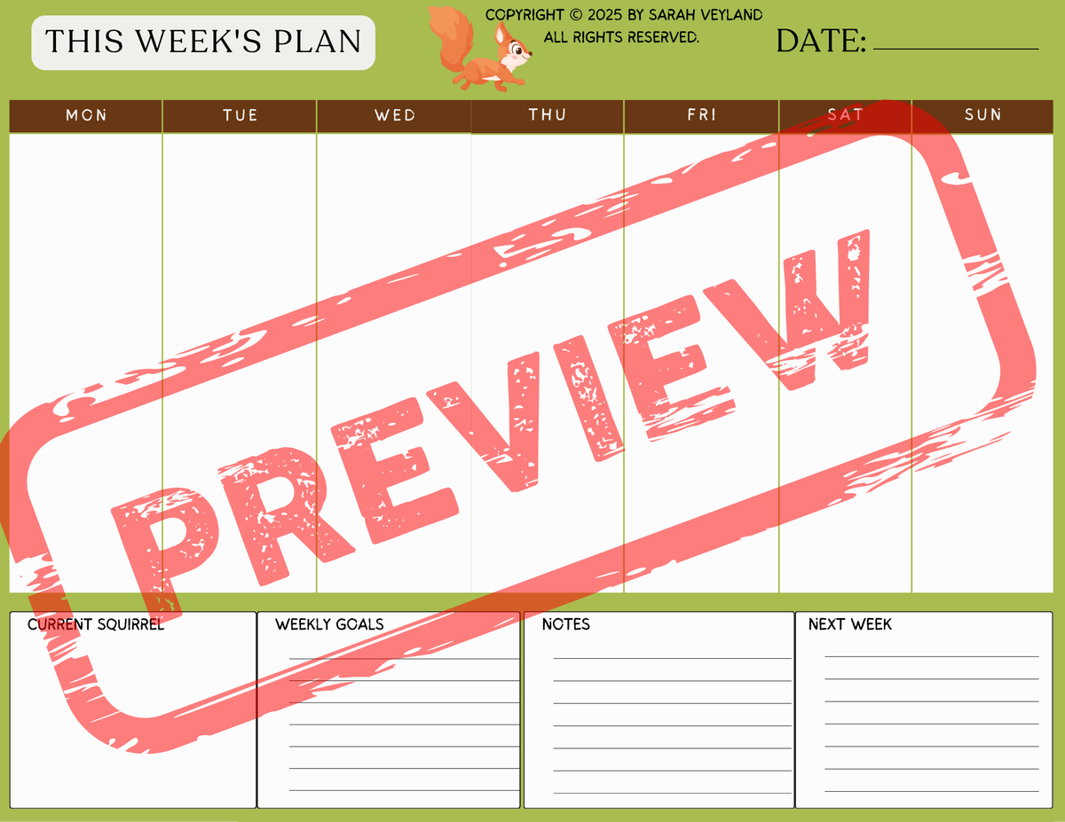 Printable Weekly Planner for Neurodivergent Minds | Tame Your Squirrels